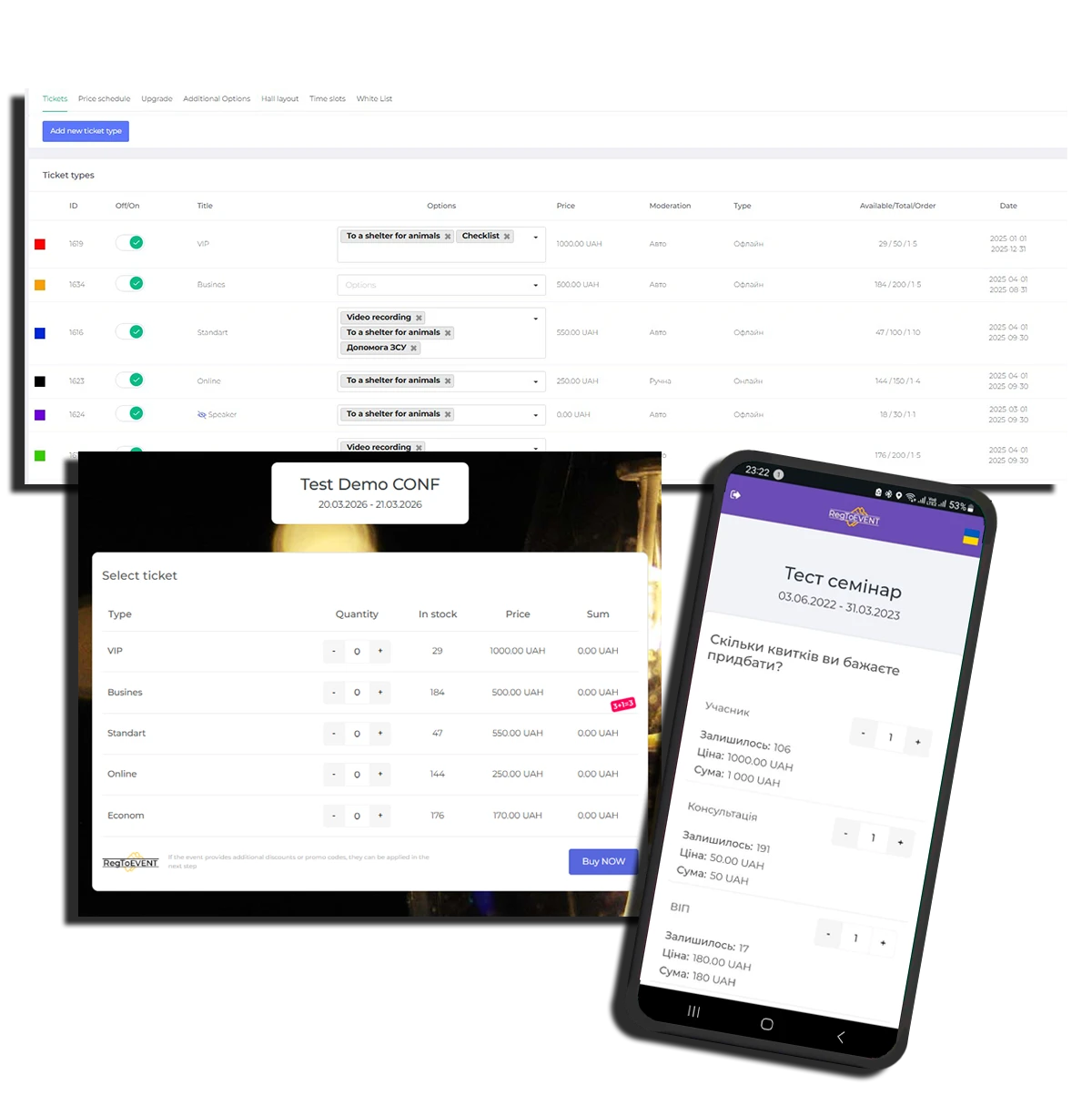 Виды регистрации на мероприятия