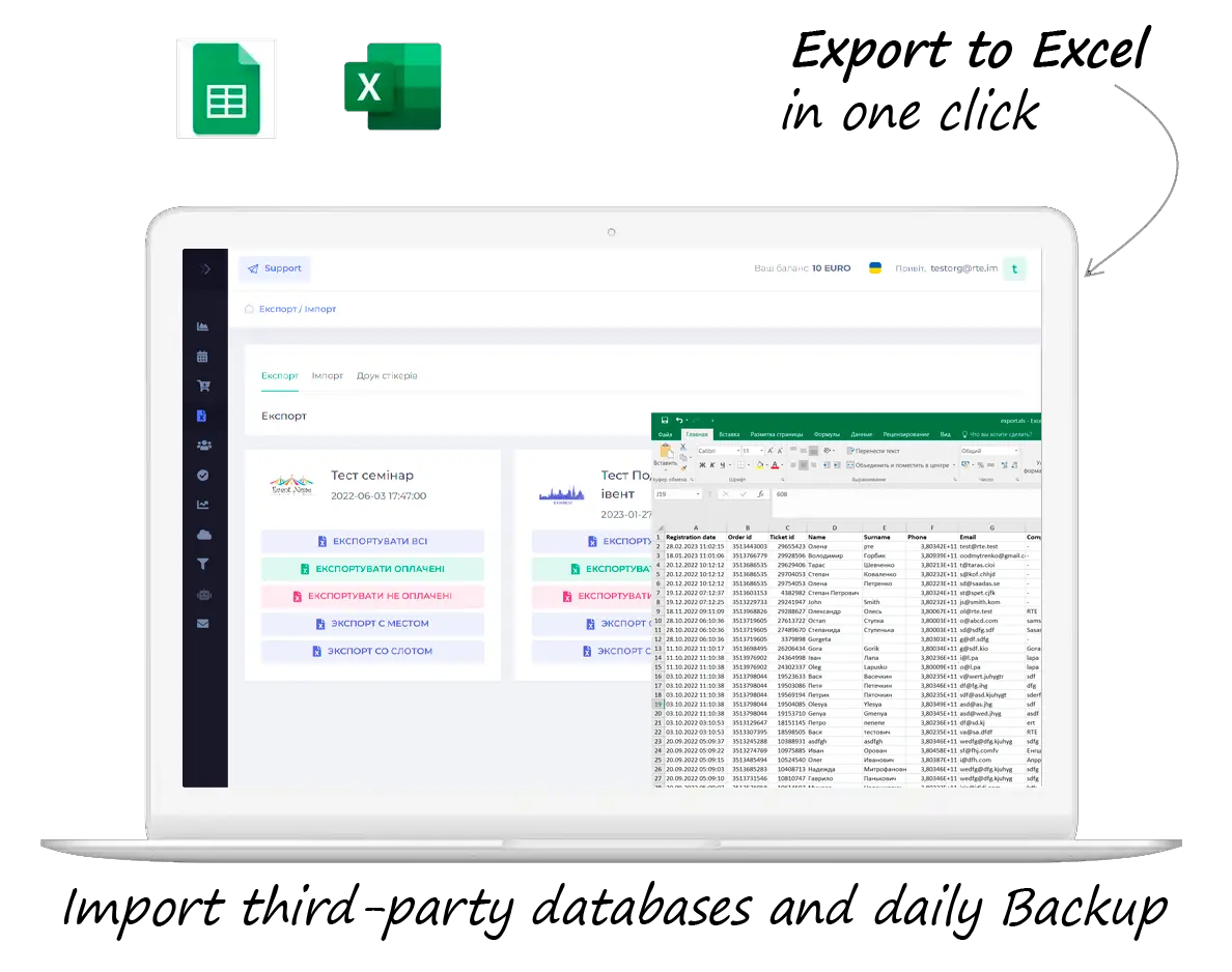 import spreadsheet event check in